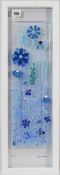 Lou from Lou C fused glass, 'Long Meadow', signed, 60cm x 20cm, framed. Louise is a Plymouth based