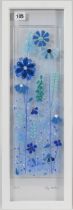 Lou from Lou C fused glass, 'Long Meadow', signed, 60cm x 20cm, framed. Louise is a Plymouth based