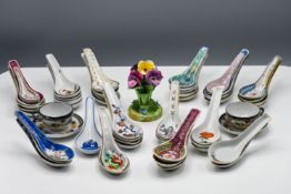 A collection of Chinese porcelain spoons