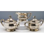 An export silver part tea set (possibly Japanese) 20th century, comprising a teapot and cover