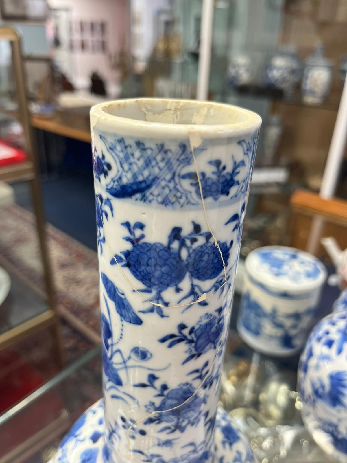 A collection consisting of a pair of blue and white bottle vases, 19th century, the globular body - Image 32 of 36