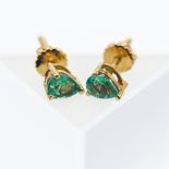 A pair 18ct yellow gold emerald stud earrings.