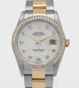 Rolex, a Oyster Perpetual Datejust wristwatch with mother of pearl and diamond dot dial with also