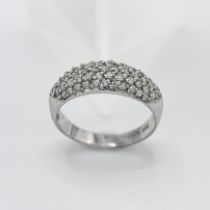 An 18ct white gold domed pave acute set diamond ring, size P, total weight approx. 4.80g.