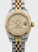 Rolex, a ladies Oyster Perpetual Datejust, steel and yellow gold, 2010 with box, outer box and