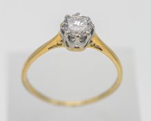 An 18ct yellow gold brilliant cut solitaire ring, measured 0.59ct total diamond weight,