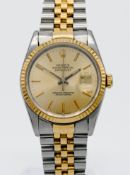 Rolex, a gents Oyster Perpetual Datejust circa 1996/98 two tone wristwatch, with box and outer box.