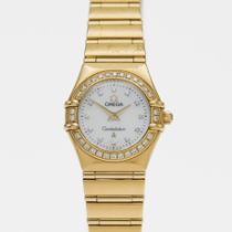 Omega, a ladies 18ct carat gold and diamond set wristwatch, signed Omega, model Constellation