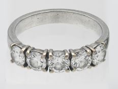 A good five stone diamond ring set in white, size L/M