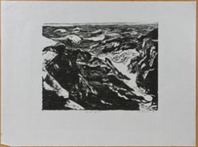 Kim Atkinson, Ogof Las, Ynys Eulli (1986), signed limited edition print 1/25. (37cm x 23cm) This