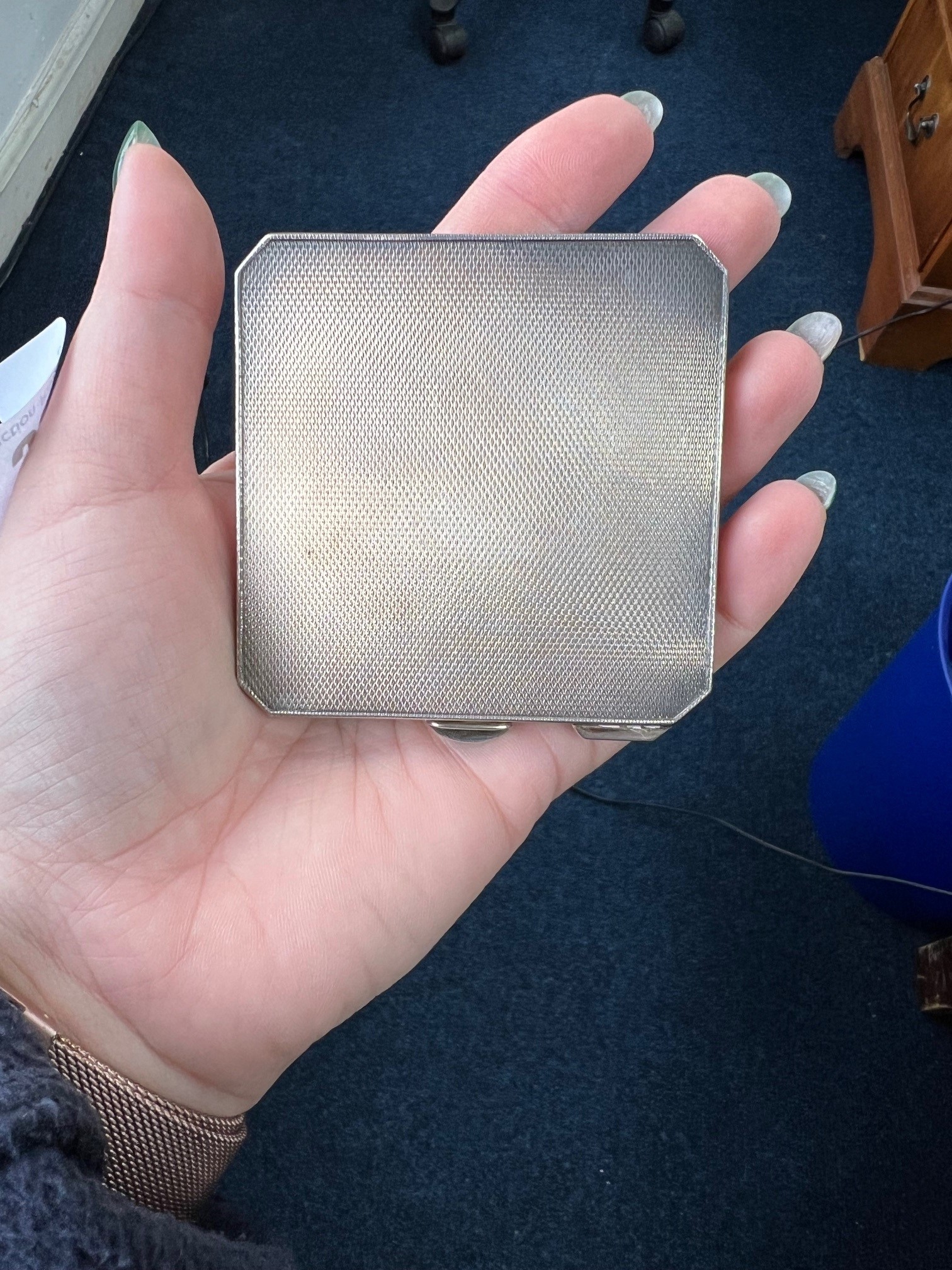 Art Deco style silver and enamelled compact, 70 x 70mm approx. 3.50oz - Image 8 of 8