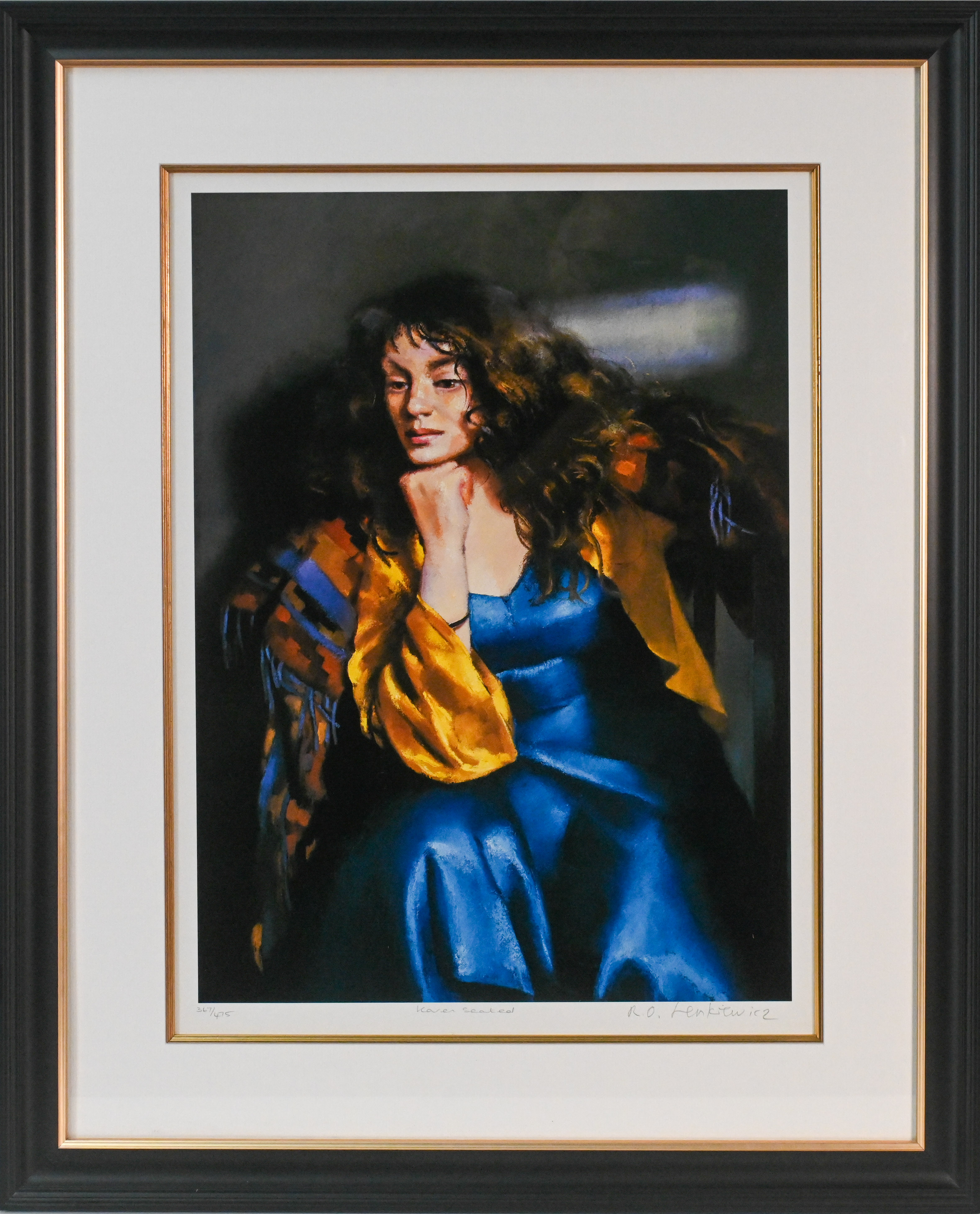 Robert Lenkiewicz (1941-2002) signed print, Karen Seated, No 367/475, framed & glazed.