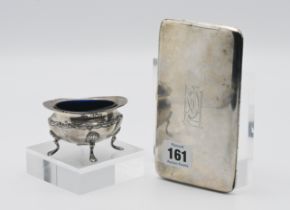 A silver cigarette case, Birmingham, circa 1920/45, maker John Rose, with monogram to the front,