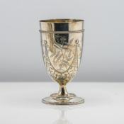 A Victorian silver cup with chased floral decoration, makers mark for F.E. circa 1890, height