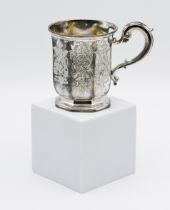 A mid-Victorian silver christening cup with gothic design, makers mark for John, Edward, Walter &