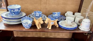 A collection of Italian Copeland Spode blue and white wares, also dishes, Coronation wares including