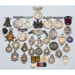 An interesting collection of silver presentation pendants, approx. 4.7oz also military medals