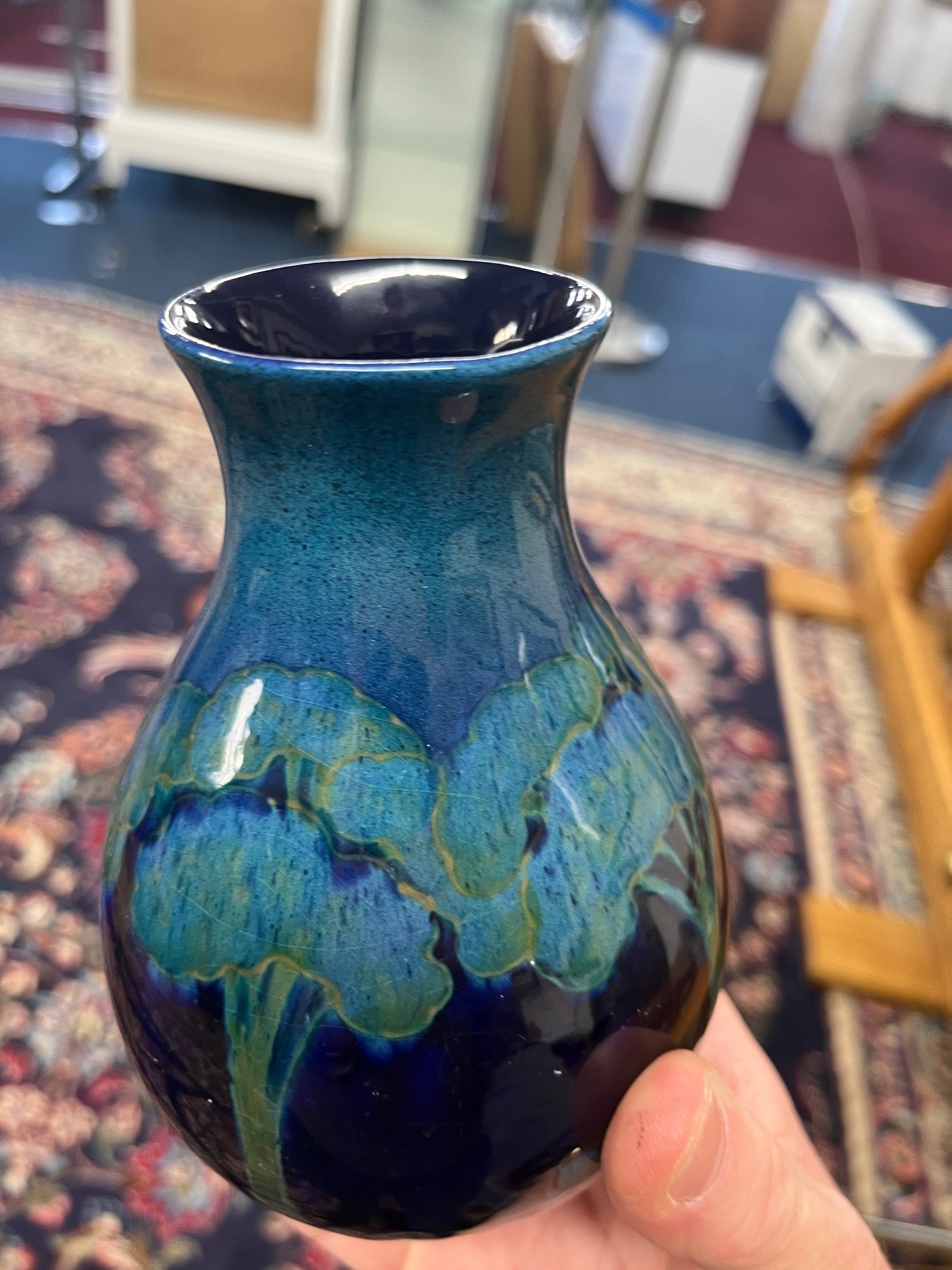William Moorcroft, Moonlit blue vase, circa 1925, height 16cm (Professional Restoration to rim).