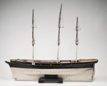 A rare 19th century fully rigged clipper ship pond yacht, straight line, with original spurs and