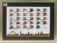 A framed London 2012 Olympic twenty nine stamps, limited edition 1,837/4,500, framed and glazed.