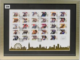 A framed London 2012 Olympic twenty nine stamps, limited edition 1,837/4,500, framed and glazed.