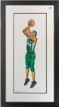 Andrew Coslett, 'Cat Beasley' Plymouth Raiders legend, pencil sketch, signed, overall size 87cm x