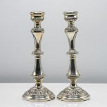 A pair of silver candlesticks, marked 'B & Co Birmingham', height 27cm.