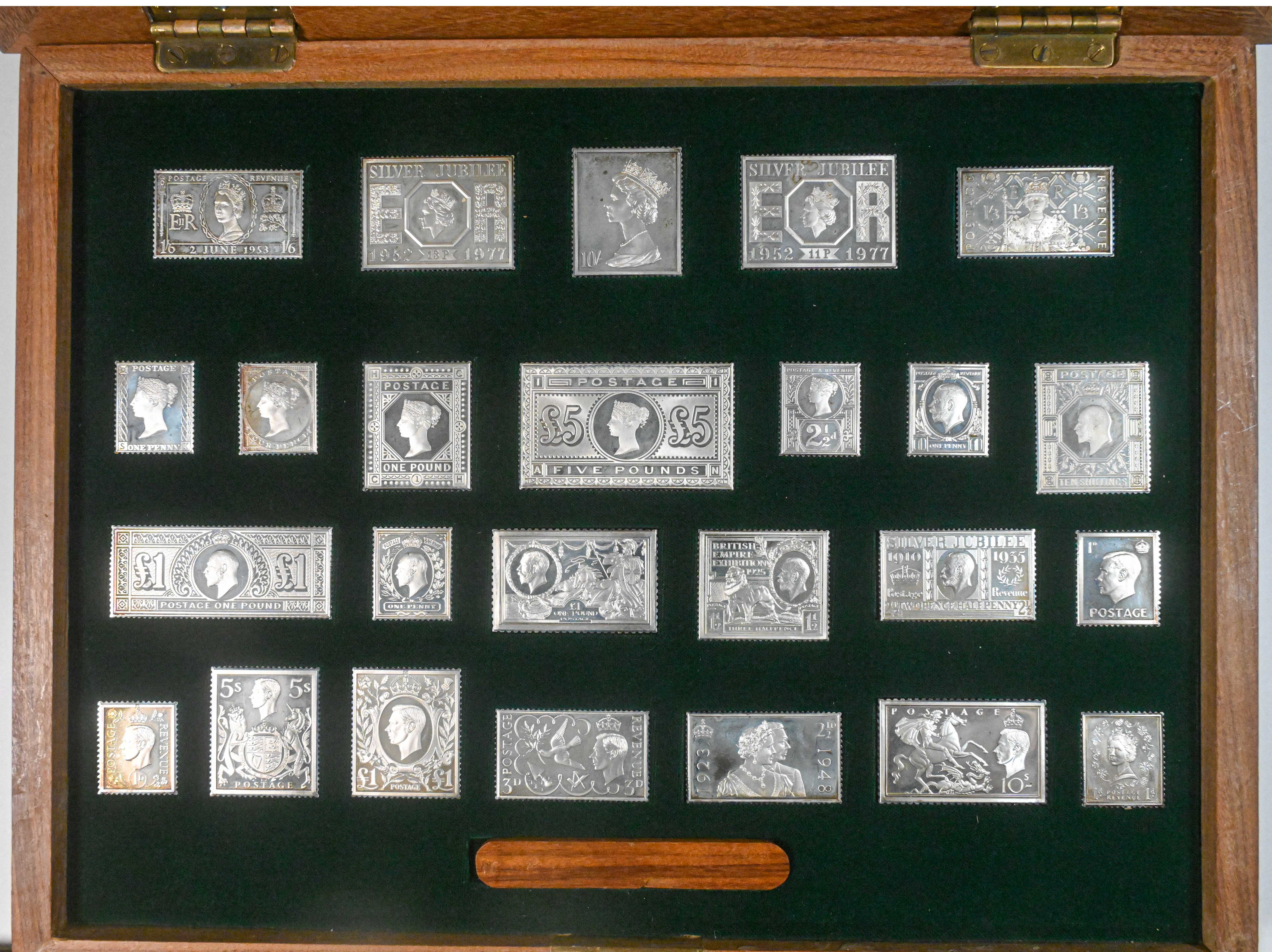 The Stamps of Royalty, A Set of Twenty-Five Elizabeth II Silver Copies of Postage-Stamps, with - Image 2 of 2