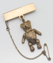 A 9ct gold Teddy Bear brooch, approx. 11.9g.