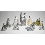 Lladro group of a Dancing couple, height 32cm together with three other Lladro figures also Royal