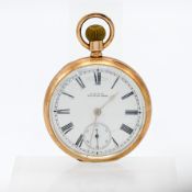 A Waltham open face pocket watch, with keyless movement case made of two sheets of 14k gold around