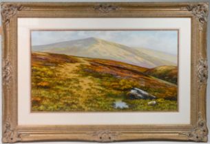 Brian Horswell, oil on canvas 'Dartmoor' landscape, signed, framed, in swept gilt framed, overall