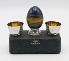 A pair of silver and gilt table salts, marks to the base, Yamagata & Co, Hiroshima, 49.50g, cased,