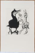 Kim Atkinson, three birds (1987), signed limited edition print 5/6. (26cm x 29.5cm) This artwork