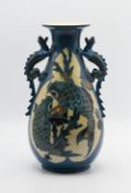 C.H.Brannam, Barnstaple Pottery double handed griffin vase, height 34cm