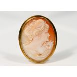 A 9ct gold cased portrait cameo early 20th century, height 36mm