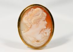 A 9ct gold cased portrait cameo early 20th century, height 36mm