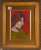 Ewart Johns, oil on board titled to reverse Gwen 1984, framed and glazed, overall size 45cm x 37cm