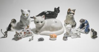 Collection of Cats including Staffordshire, Just Cats and Company, Royal Copenhagen group,