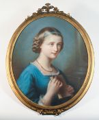 The Blue Lady, L.Mar (note on reverse. Paris 1825, pupil of Cibot, exhibited pastel drawing at Paris