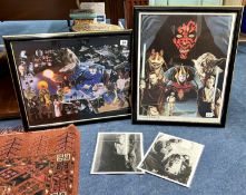A set of two Star Wars limited edition prints with certificates, along with two black and white