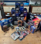 A collection of Star Wars models, including one Imperial AT-ST Scout Wacker by Kenner, one Rebel