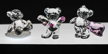 Swarovski Crystal Glass. Collection of three figures to include 'Kris Bear Flowers for you' and '