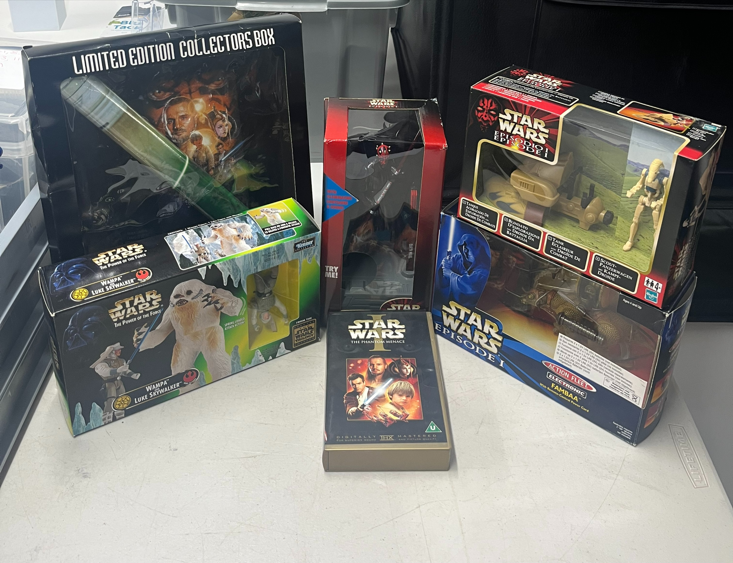 A collection of six items including Limited Edition Collectors Box "Episode 1 The Phantom Menace,"