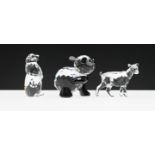 Swarovski Crystal Glass, a small collection to include 'Lamb', 'Panda' and 'Marmot', boxed.