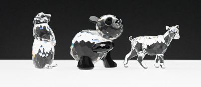 Swarovski Crystal Glass, a small collection to include 'Lamb', 'Panda' and 'Marmot', boxed.