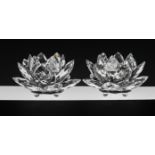 Swarovski Crystal Glass, two Water Lillies with boxes.