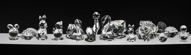 Swarovski Crystal Glass, Collection of ten figures to include Fox, Cat and Swan all unboxed.