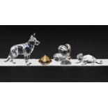 Swarovski Crystal Glass, 'Butterfly', 'Chameleon' and 'German Sheppard', boxed.