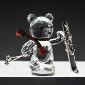 Swarovski Crystal Glass, 'Kris Bear with Ski's', boxed.